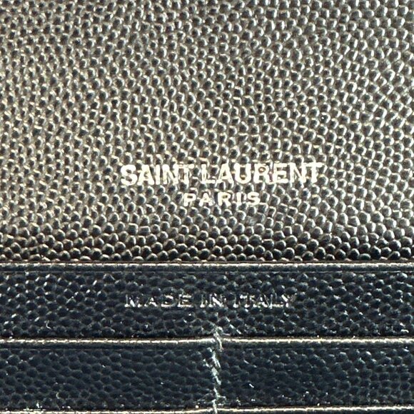 Yves Saint Laurent  Cassandra Grain De Poudre Leather Long Wallet Black - Picture 11 of 12